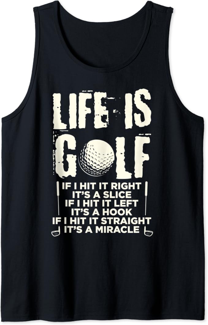 Life Is Golf Funny Golfer Design Tank Top Clothing, Shoes & Jewelry